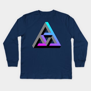 Even more impossible triangle with magenta to cyan gradient Kids Long Sleeve T-Shirt